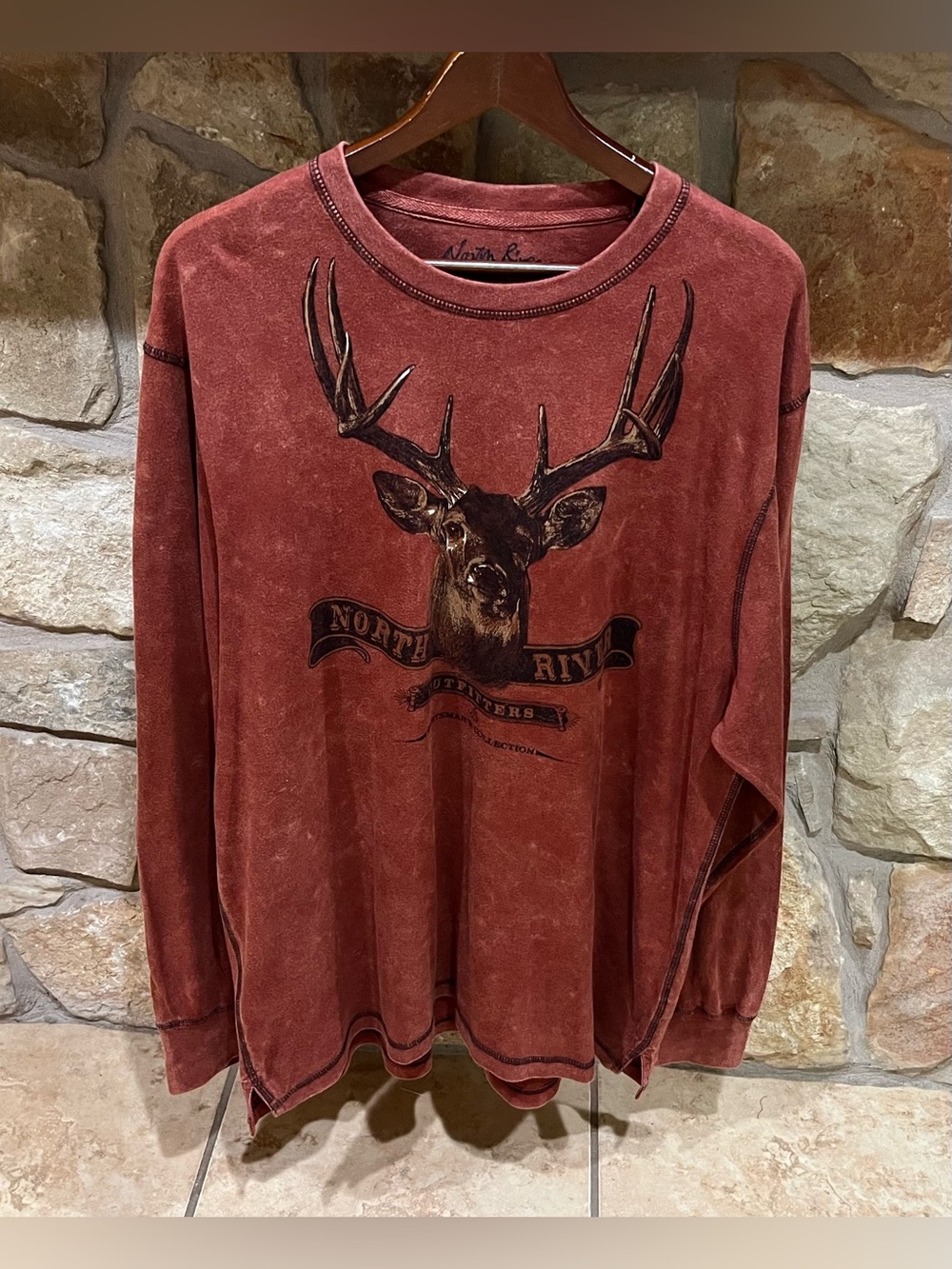 North River Outfitters Long Sleeve Shirt Men's XL Deer Hunter Rugged Rustic Buck